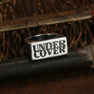 牛鈍精工高橋盾UNDERCOVER方形字母戒指925純銀手工復(fù)刻男女指環(huán)
