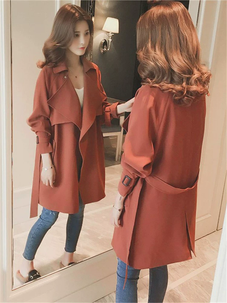 Осенняя куртка, демисезонное длинное пальто-т trench coat, коллекция 2023 года, корейский стиль, для подростков, mid-length