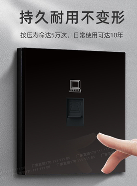 D89s系列智能开关插座网络网口电脑水晶头插座灰色黑色香槟金面板