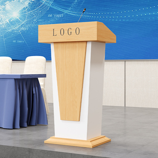 演讲台实木可移动演讲桌会议室演播厅木质讲桌定制logo迎宾接待台