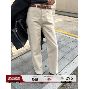 复古松弛休闲宽松显瘦裤 韩版 子 女2025秋冬新款 YANGLE_白色牛仔裤