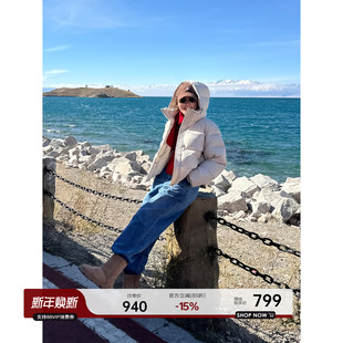 宽松短款 YANGLE 韩版 新款 连帽保暖羽绒服外套女 鹅绒服2025年冬季