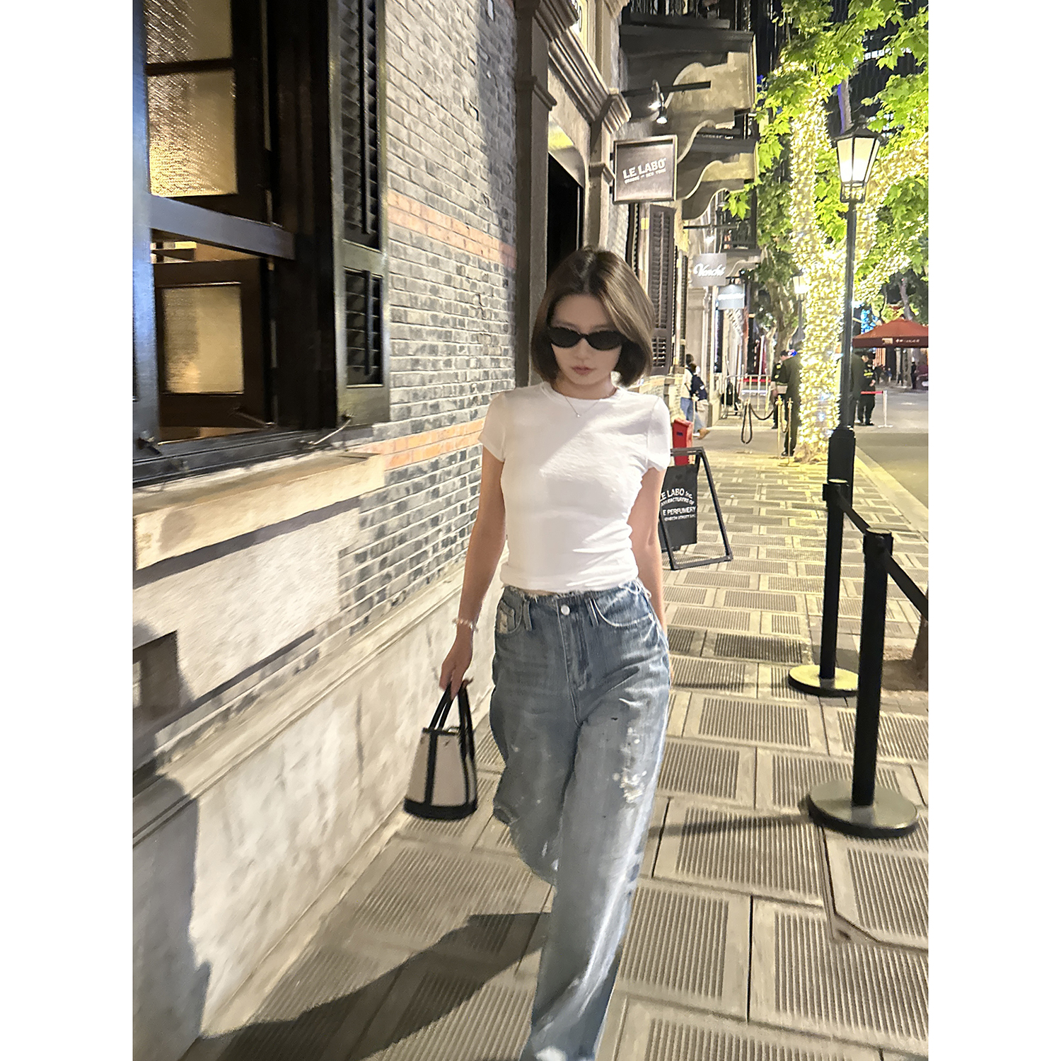 修身小蛮腰弹力修身正肩短袖T