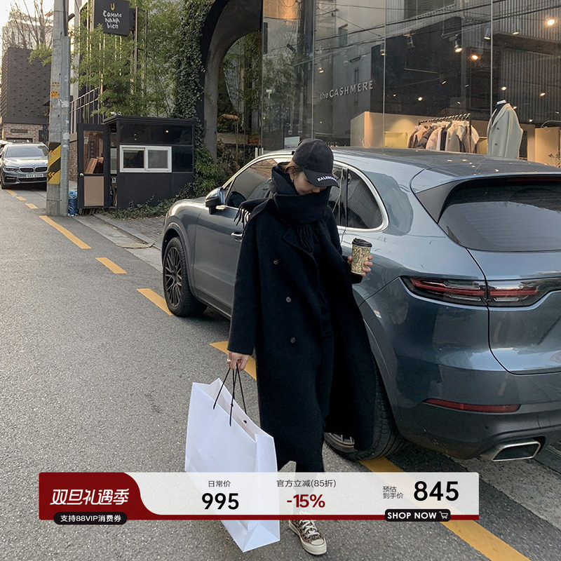 反季中长款双面羊绒大衣毛呢