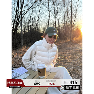 YANGLE_白色羽绒马甲女2025冬季新款立领防风叠穿短款排骨羽绒服