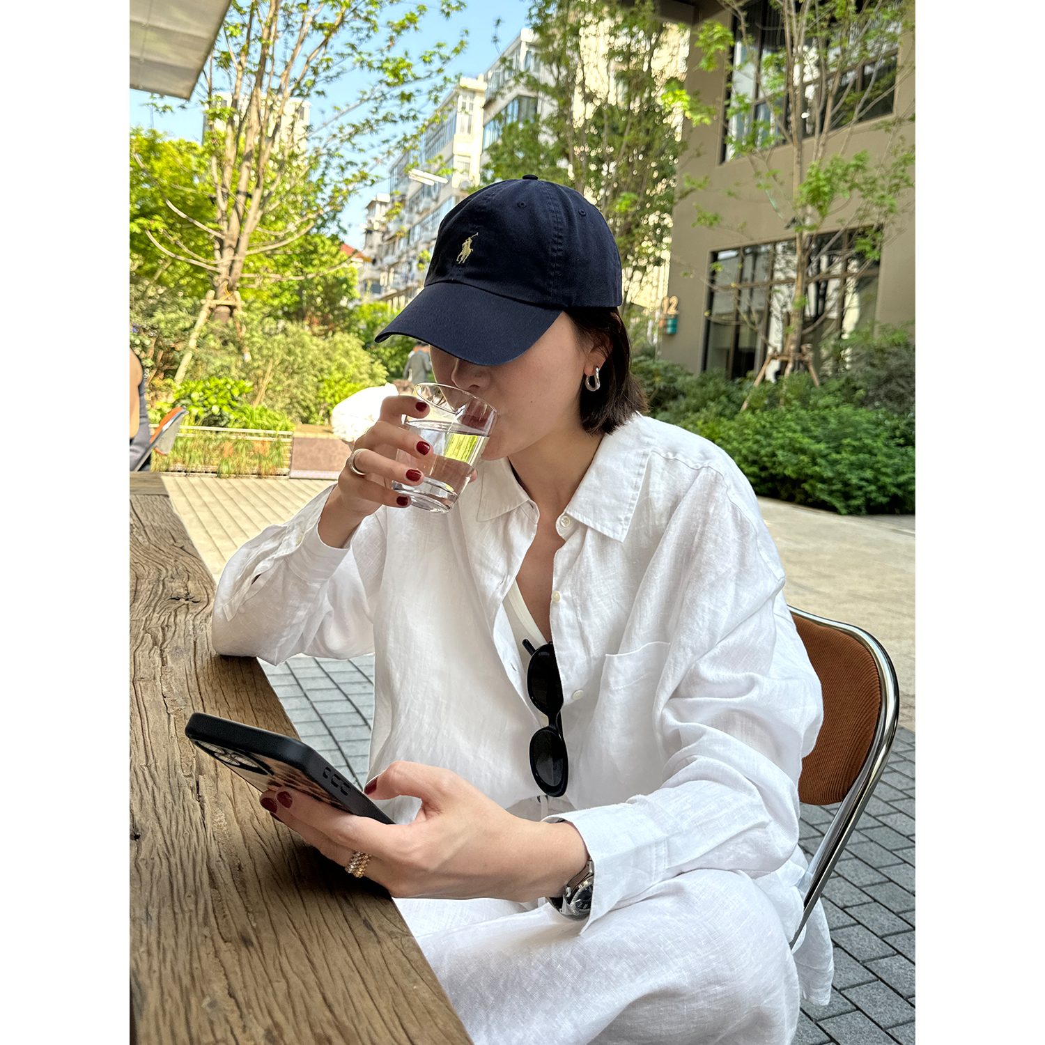 亚麻慵懒老钱衬衫/抽绳长裤套装
