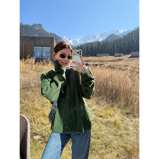 【断码清仓】YANGLE_慵懒风100羊毛圆领绞花套头毛衣