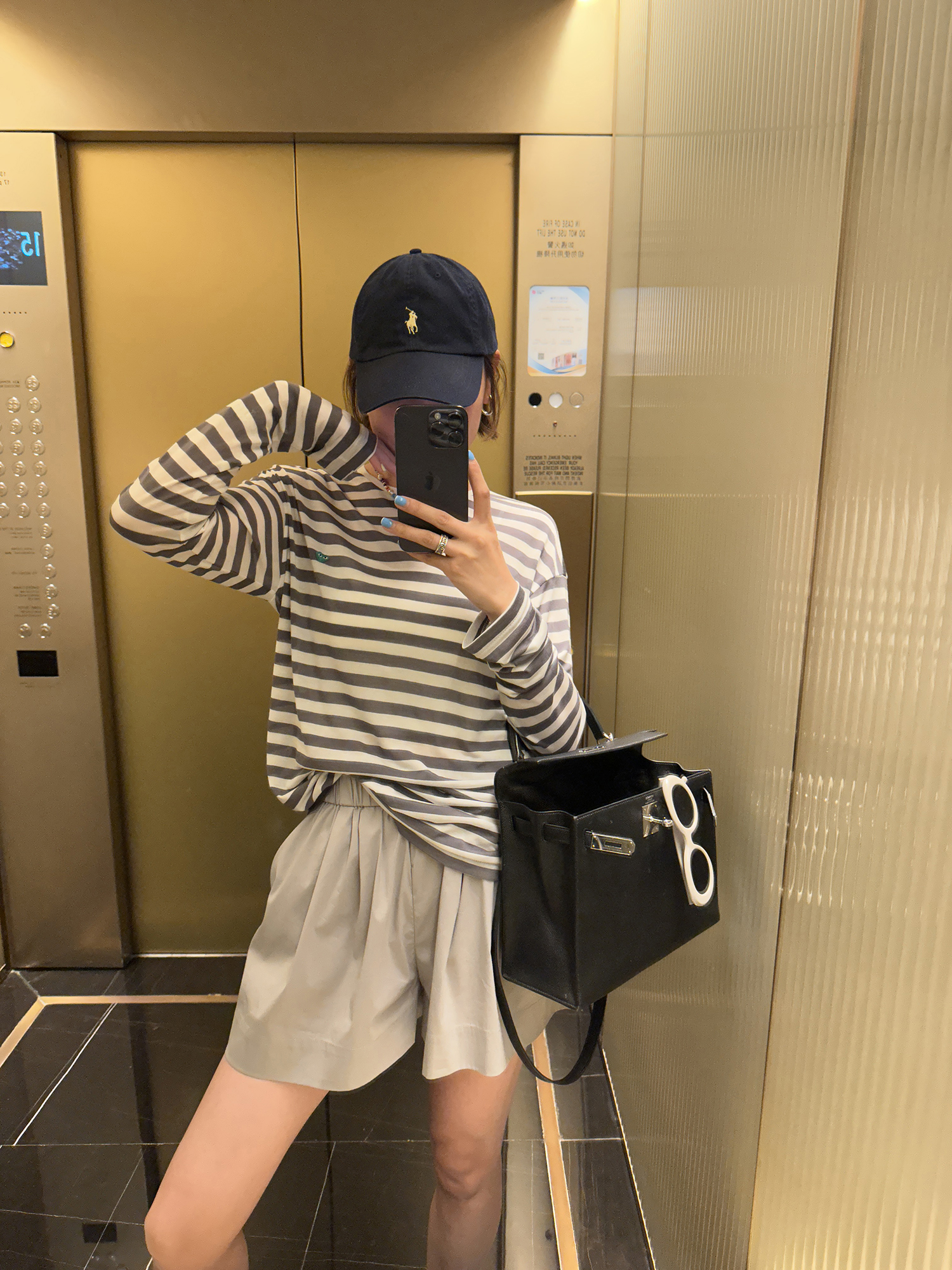 YANGLE_a字阔腿短裤女春季2025新款薄款宽松显瘦松紧腰直筒休闲裤