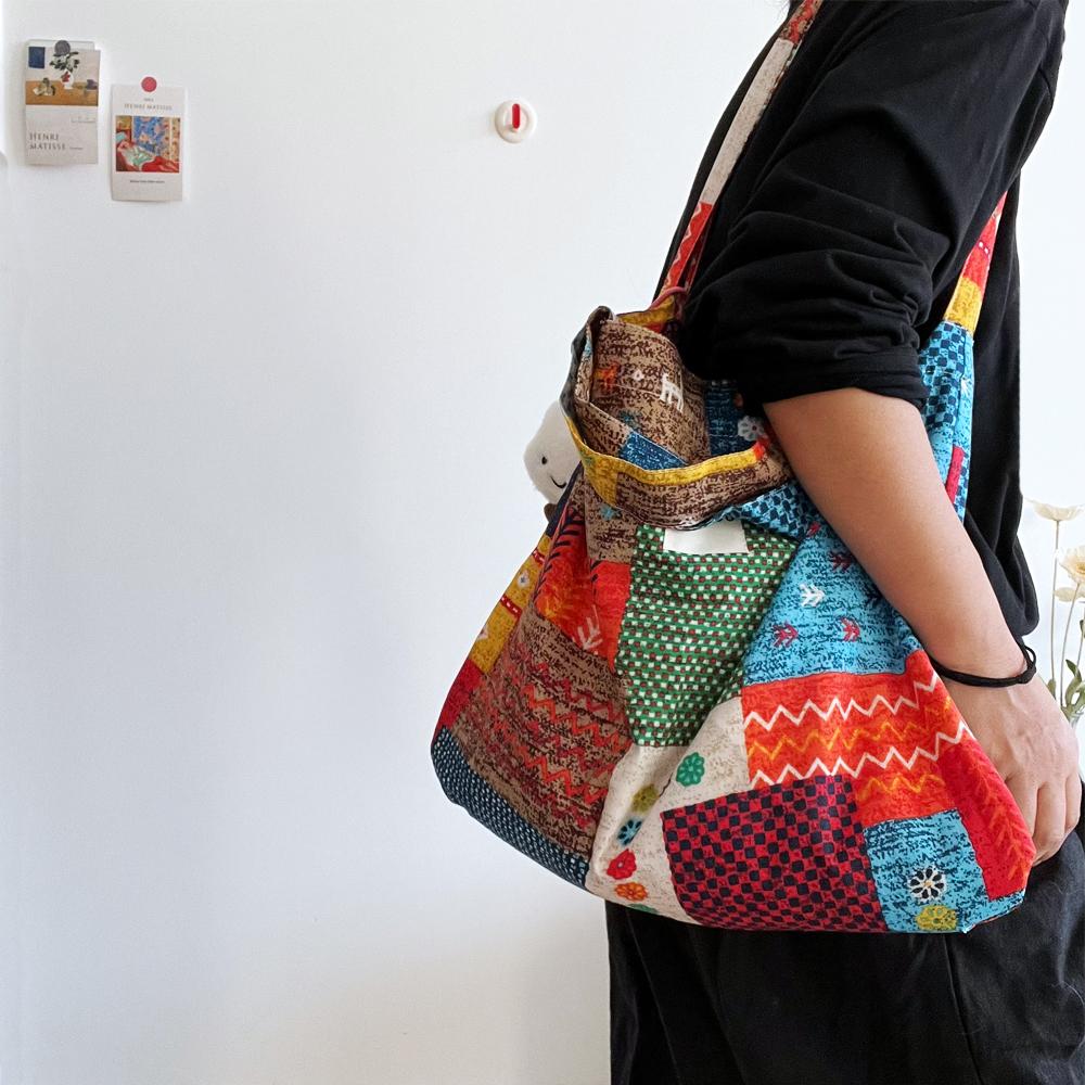春夏新款民族风拼布包波西米亚风情单肩包大容量斜挎包多用途女包
