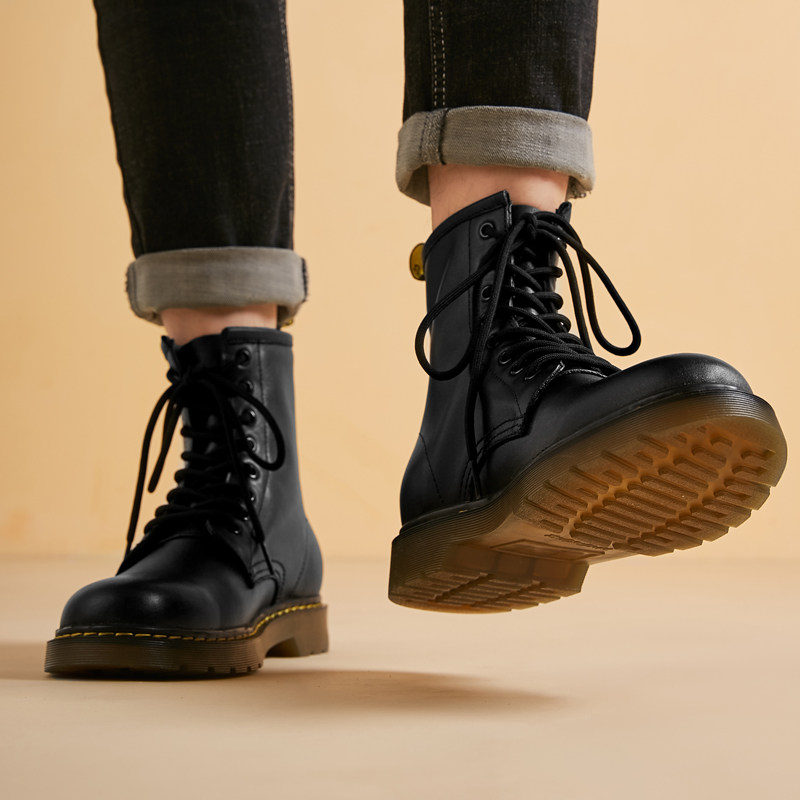 马丁靴男高帮英伦风秋季新款头层牛皮工装皮靴子中帮大码真皮短靴