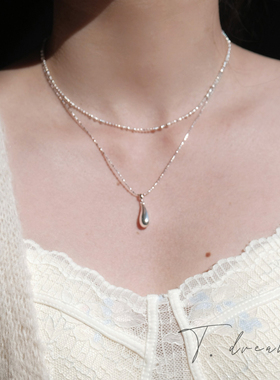 nicedream月光银水滴叠戴项链