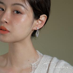 《月亮湾》珍珠闪锆流苏耳环女小众设计高级感耳饰耳钉2026新款