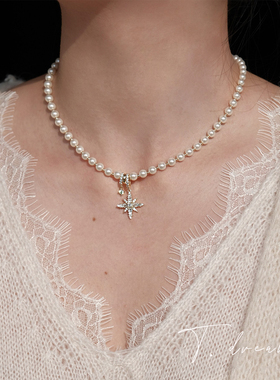 nicedream超闪八芒星珍珠项链