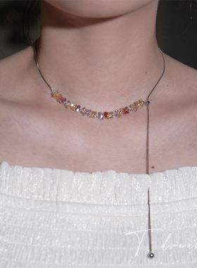 nicedream设计款彩虹锆石项链