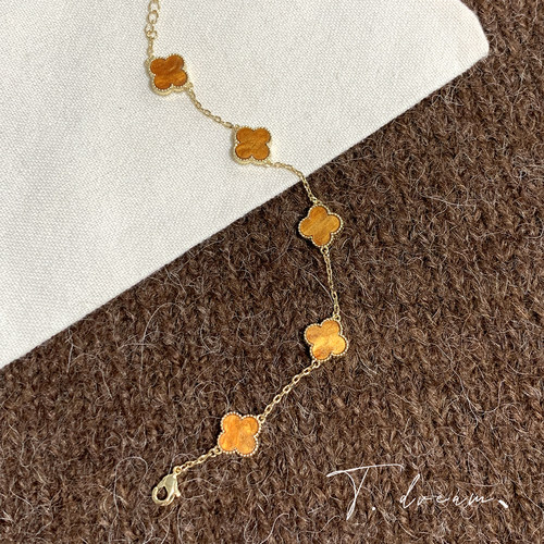 nicedream棕咖贝壳四叶草手链