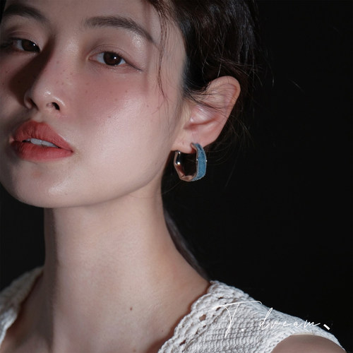 nicedream原创牛仔时髦圈圈耳环