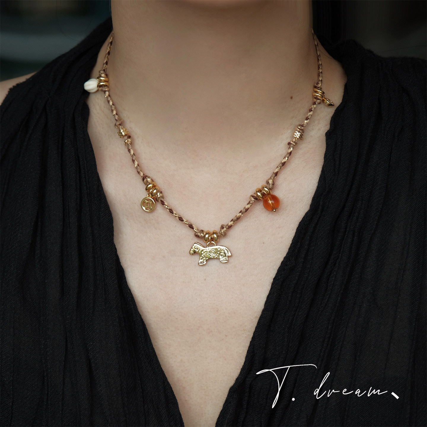 nicedream原创绳编小马毛衣链