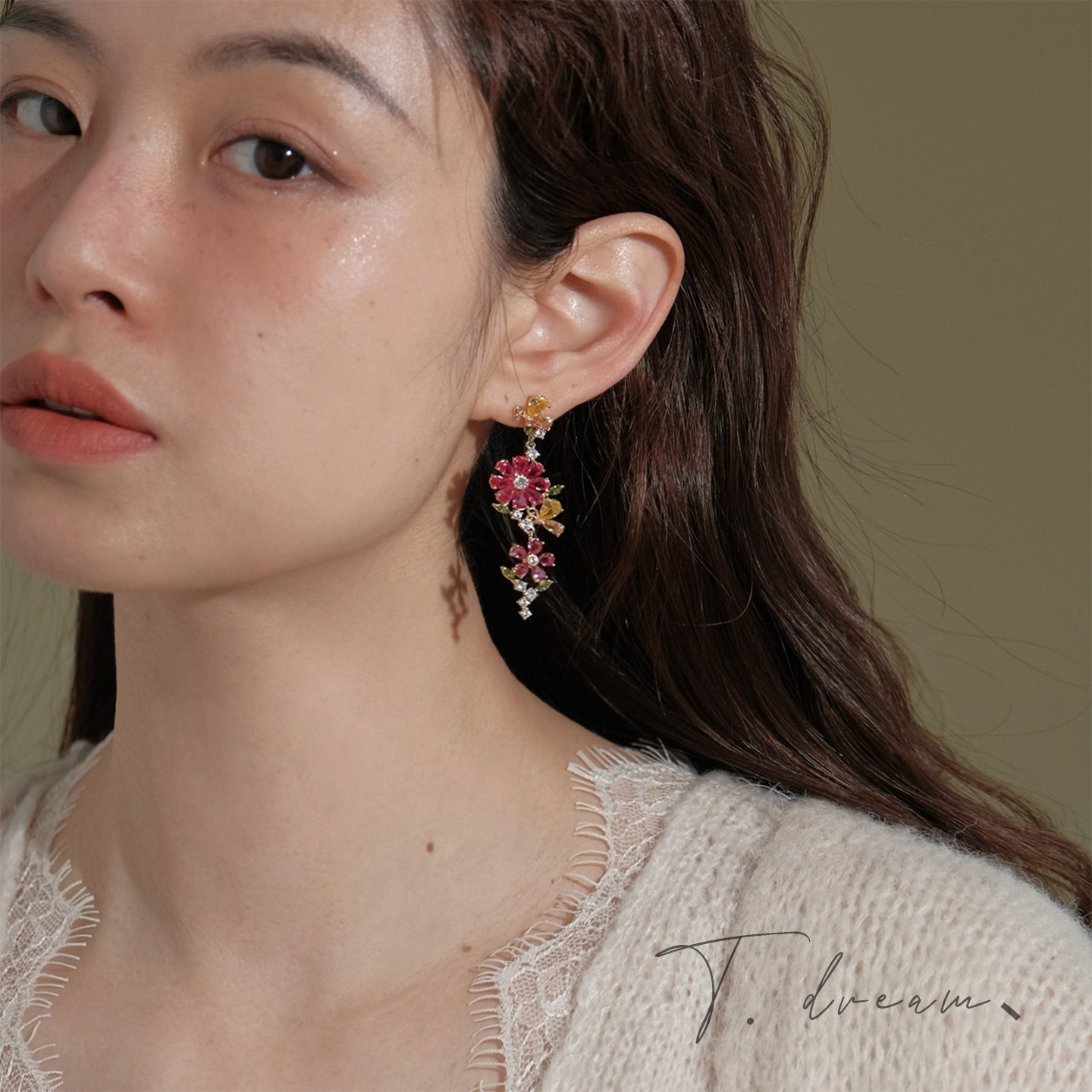 《繁花如梦》重工彩锆花朵流苏耳环女小众设计高级耳饰2026新款