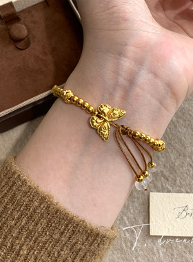 nicedream沙金蝴蝶编织绳手链