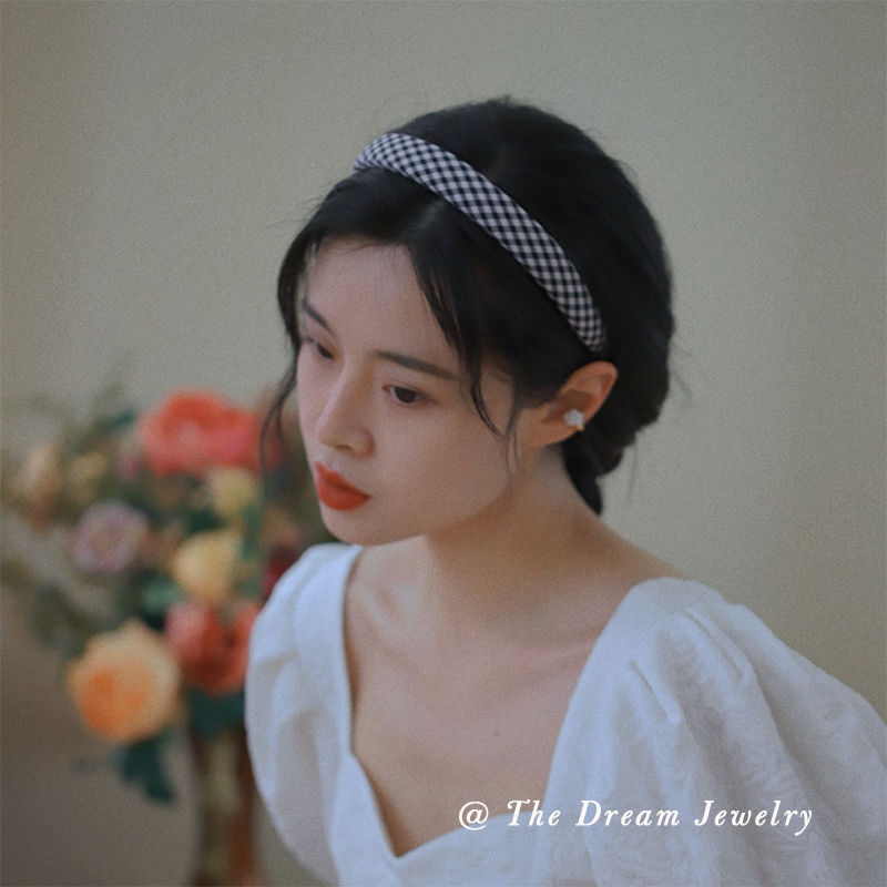 少女格格屋格纹海绵法式复古发箍