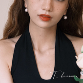 耳钉耳坠复古港风强光耳环高级感 法式 珍珠港 ins博主fever同款