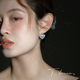 闪钻锆石爱心耳环女小众设计感高级小巧百搭耳钉2026新款 微醺