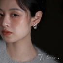 法式 蓝 小巧真多麻色珍珠耳环女小众设计高级耳饰耳钉耳坠 海