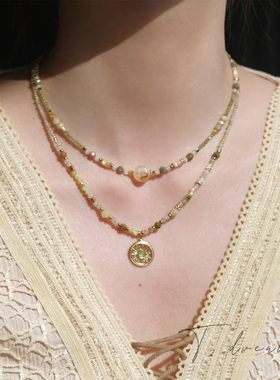 nicedream绿玛瑙罗盘双层项链