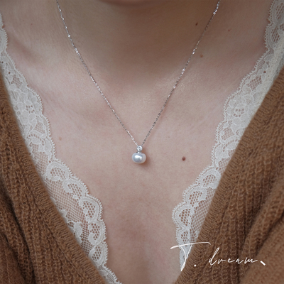 nicedream通体银天然珍珠项链