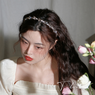 复古金属高级感超闪水钻发箍2025新款 法式 头箍女发卡发饰 琴酒