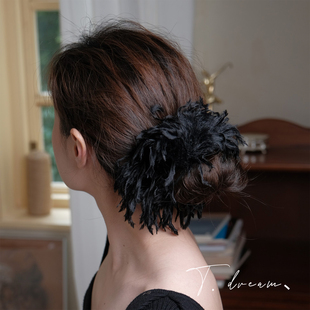 复古头绳头饰头花 独特设计大肠发圈发饰女丸子头法式 流浪羽人