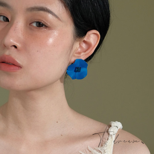 Nicedream法式蓝花耳钉新款