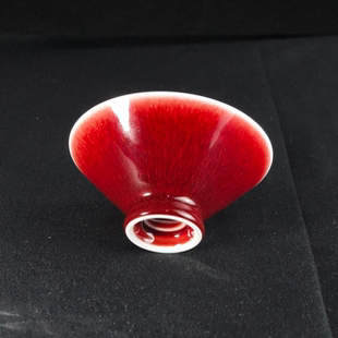 正品郎红斗笠杯景德镇郎红主人杯纯手工茶具中国红斗笠茶杯茶具