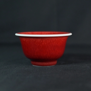 景德镇郎红压手杯陶瓷茶杯纯手工郎红主人杯功夫茶具中国红色茶杯