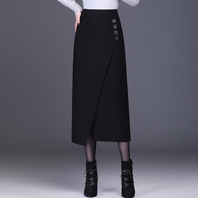 直筒一步裙不规则中长款