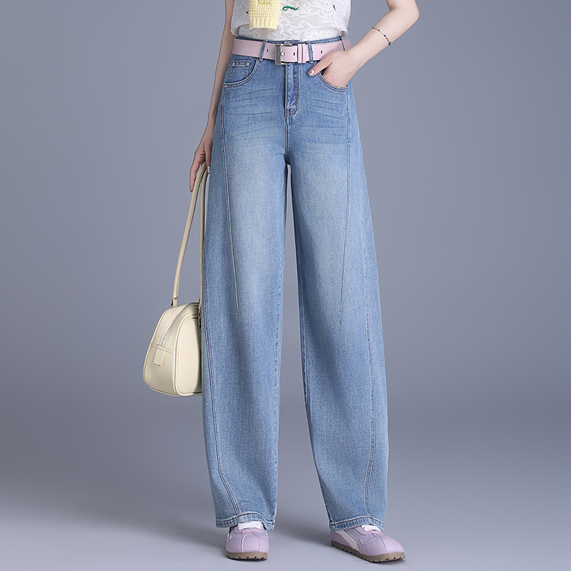 牛仔弯刀裤女2025年夏款新款高腰显瘦宽松阔腿裤垂感休闲裤长裤子
