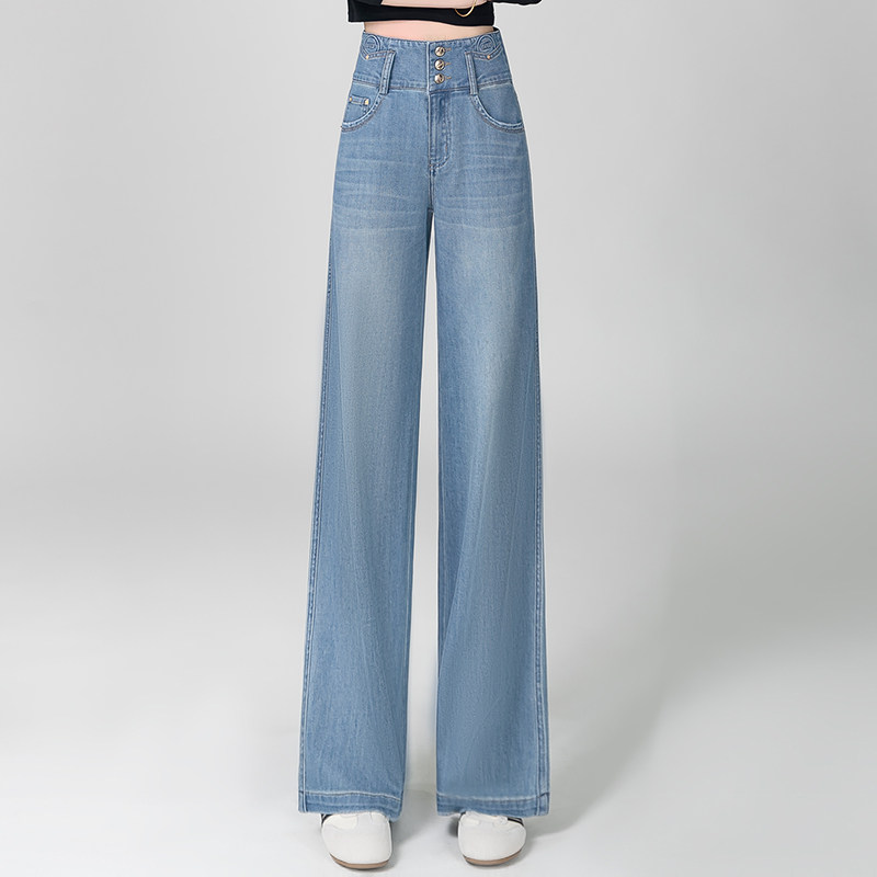 气质百搭高腰牛仔阔腿裤女2026春夏新款宽松显瘦直筒长裤高级感
