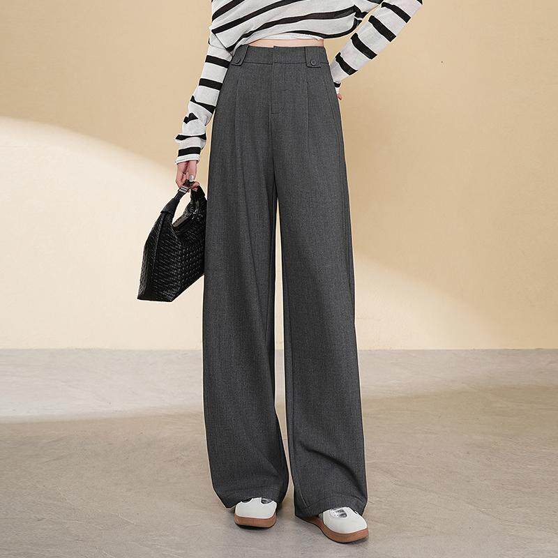 加长款长裤拖地阔腿裤女高腰垂坠感春秋新款休闲直筒西装裤女