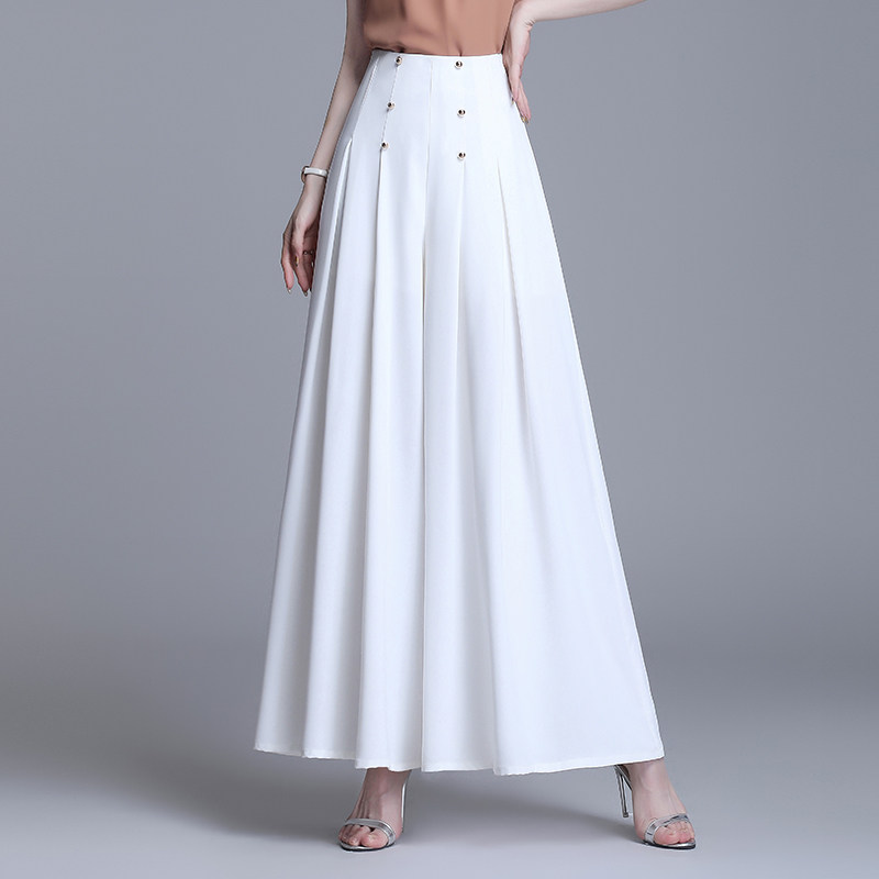 高腰阔腿裤女夏薄款冰丝雪纺裙裤2023新款垂感宽松大脚裤舞蹈长裤
