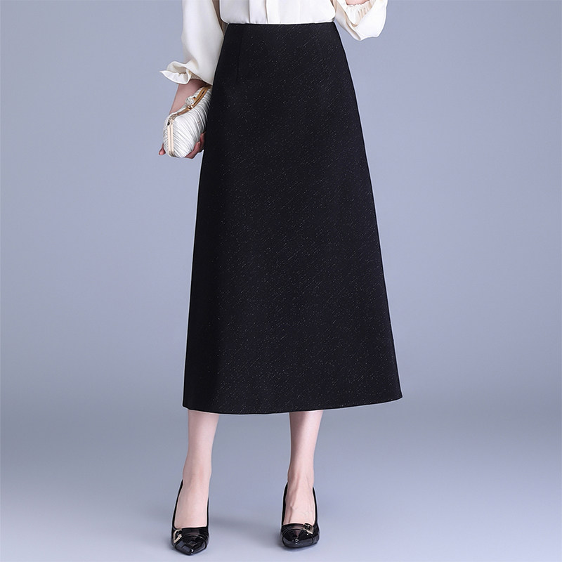 高级感黑色A字半身裙女中长款2026春季气质裙子小个子显瘦通勤裙