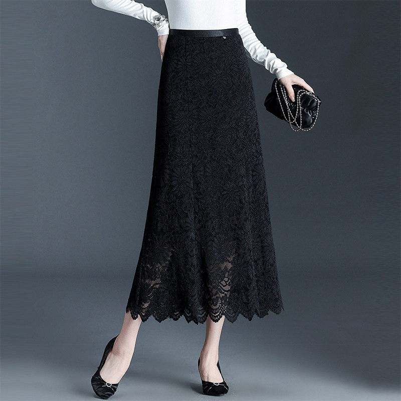 黑色蕾丝包臀半身裙女时尚中长款2026春季高腰显瘦气质鱼尾一步裙