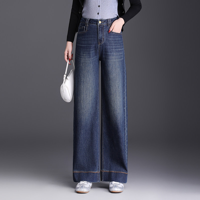 复古牛仔裤宽松阔腿裤女2025秋季新款高腰显瘦百搭休闲裤直筒长裤