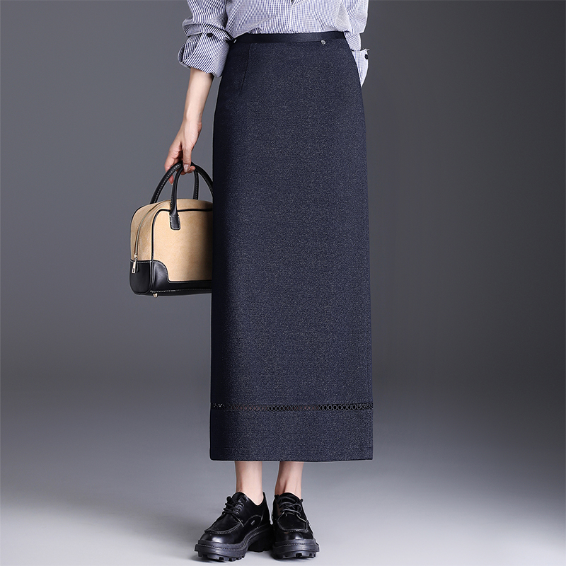 直筒牛仔长裙松紧腰包臀半身裙