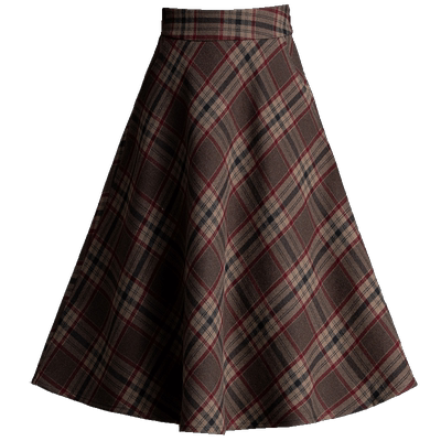 高腰格子裙a字裙遮胯大摆伞裙