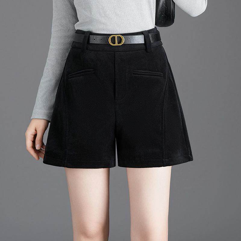 麦穗纹西装短裤女秋冬2025新款高腰宽松气质a字阔腿靴裤休闲裤子