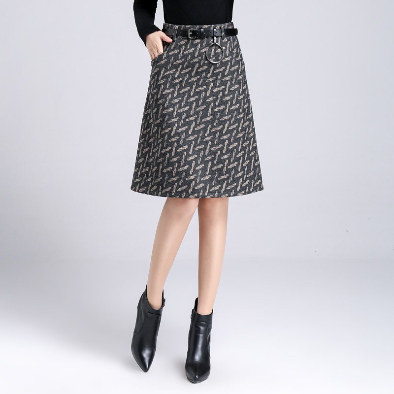 毛呢半身裙秋冬高腰a字裙伞裙小香风短裙a型包臀裙中长裙格子裙子