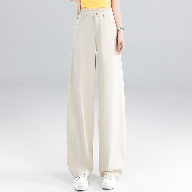 时尚白色高腰阔腿牛仔裤女2026春夏新款百搭气质宽松垂感长裤显瘦