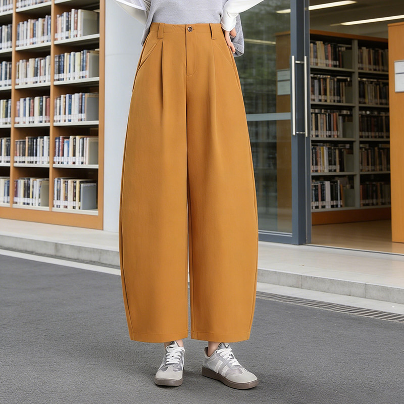 休闲弯刀裤女九分阔腿裤春季2026新款宽松小个子百搭显瘦直通裤子