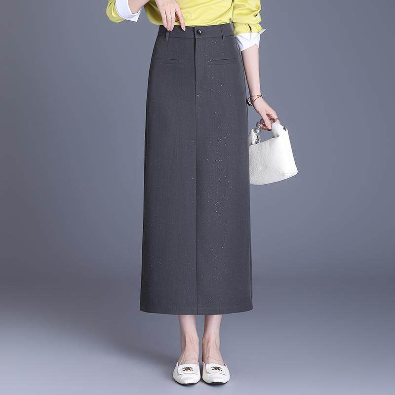 直筒半身裙女2026春季新款高腰显瘦垂感亮片包臀中长款职业西装裙