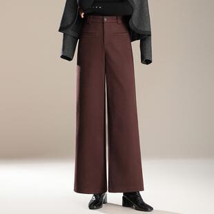 红色宽松阔腿裤女秋冬2025新款今年流行长裤垂感高腰显瘦休闲裤厚